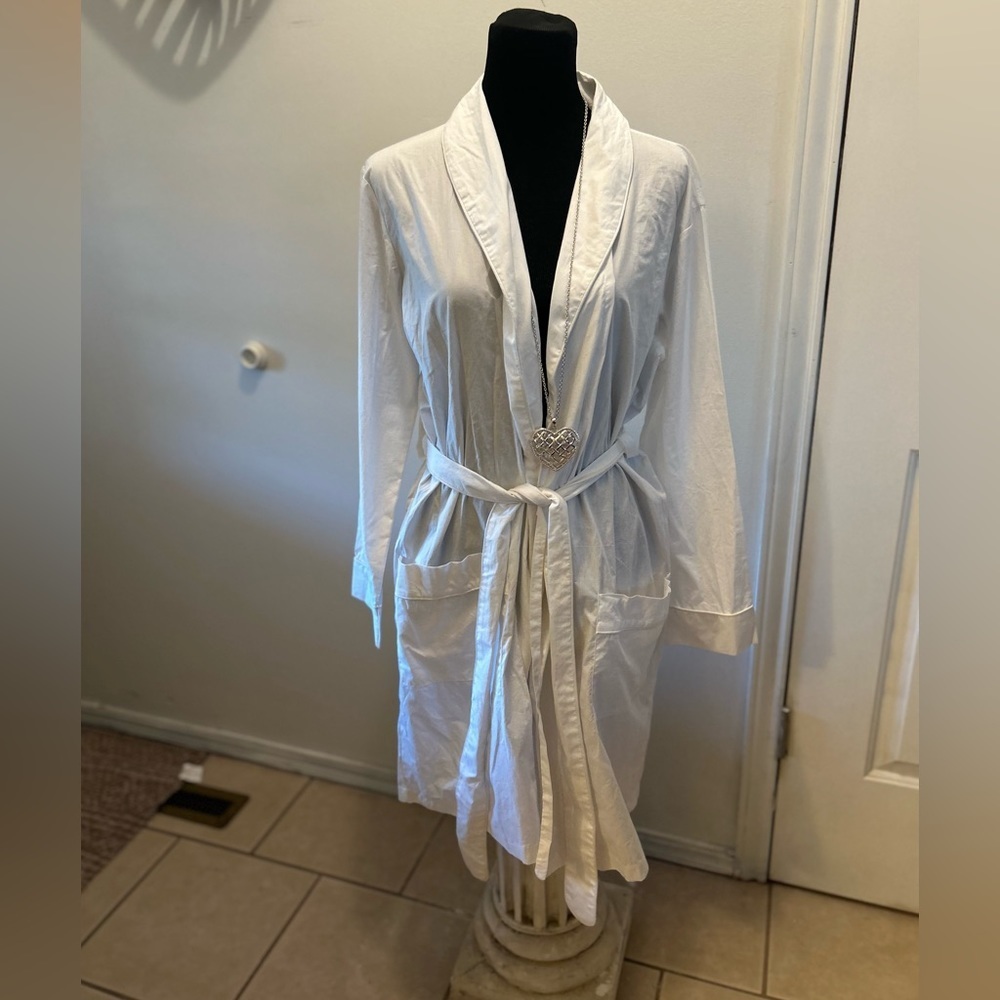 Bella iI Fiore Women Cotton Wrap Robe S/m White #1 NWT